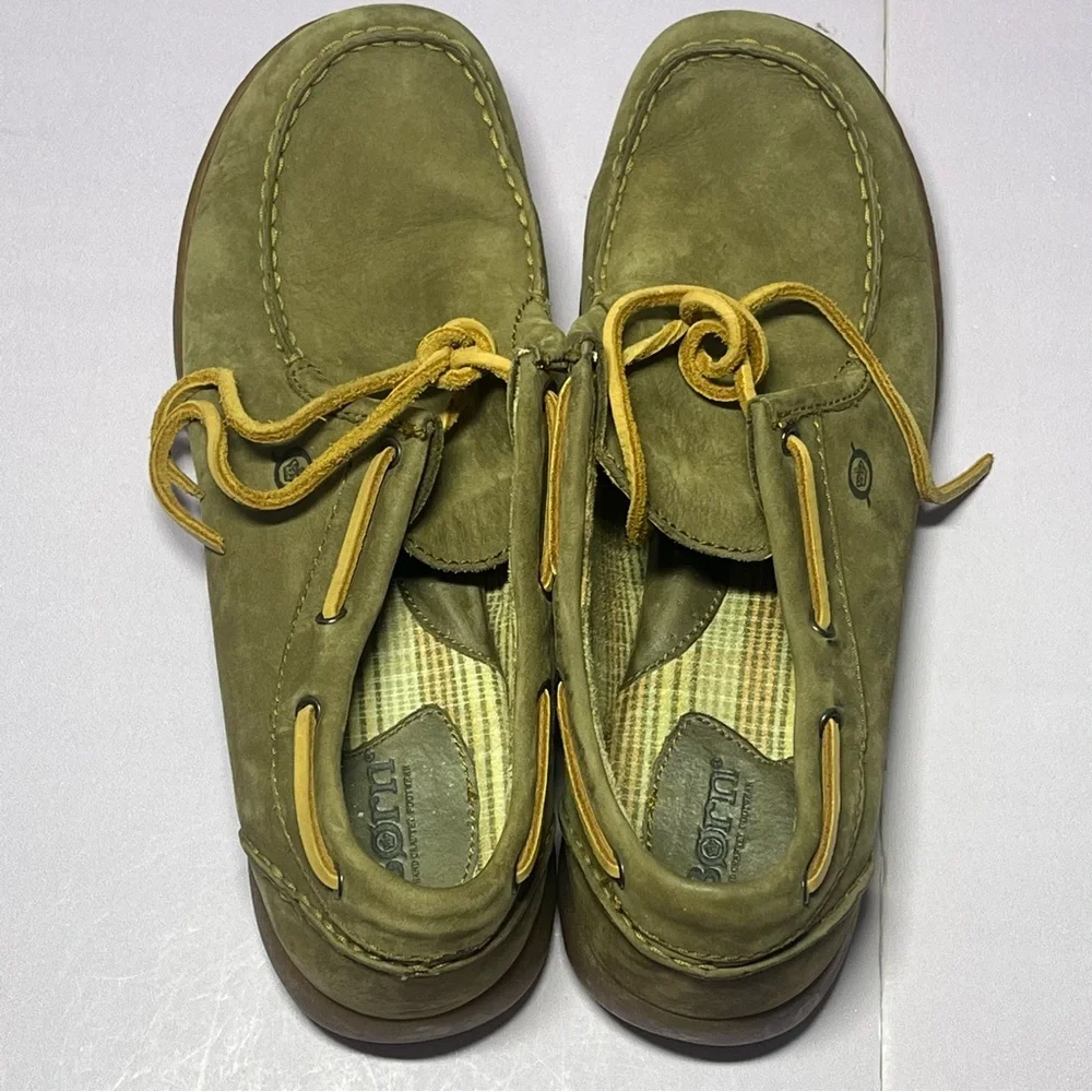 Born Naturals 9 1/2 Men's Lace Up Loafer Outdoor Sole Shoes Olive Green Brown